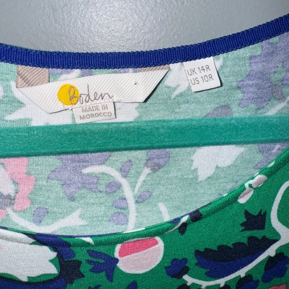 EUC Boden Amelie Print Jersey Dress Green Floral Size 10R 10 Regular - Picture 3 of 6